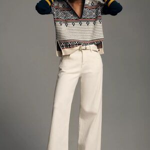 NWT Maeve Anthropologie Half Neck Zip up Fair-isle Sweater Pullover S